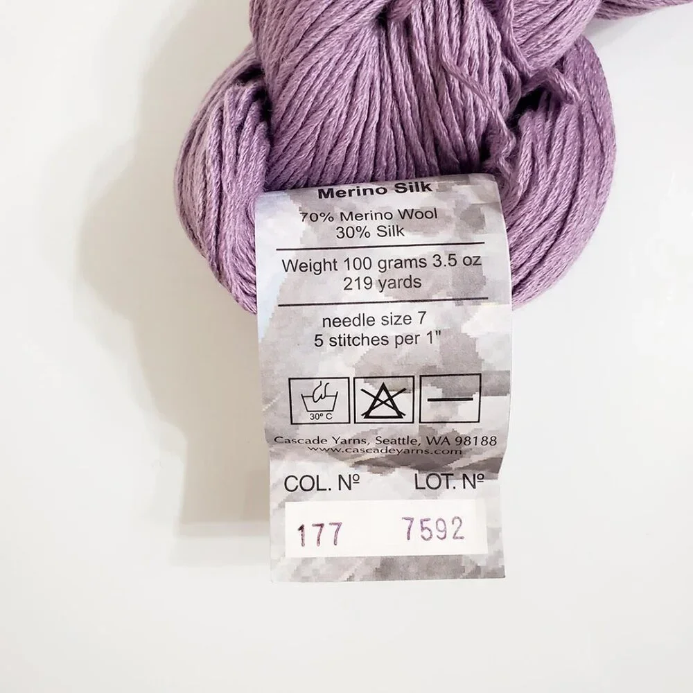 Cascade Yarns Venezia Worsted 177 Lilac Merino Wool Silk 100g 219yds